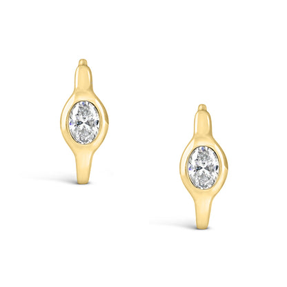 Solitaire Bezel Set Diamond Hoop Earrings 0.30ct