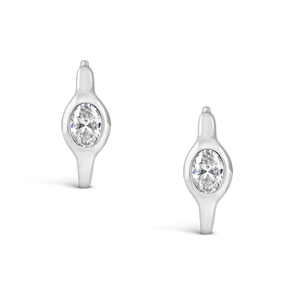 Solitaire Bezel Set Diamond Hoop Earrings 0.31ct
