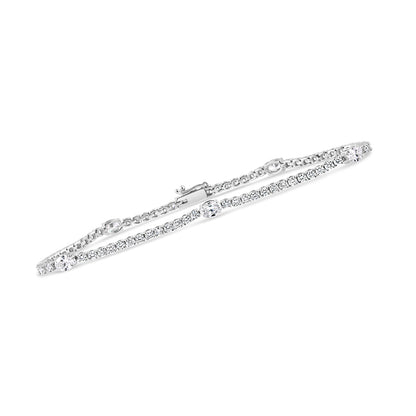 Oval &amp; Round Diamond Tennis Bracelet 3.59ct
