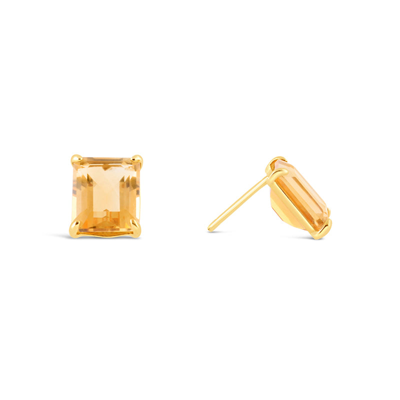 Emerald Cut Orange Topaz Stud Earrings 3ct