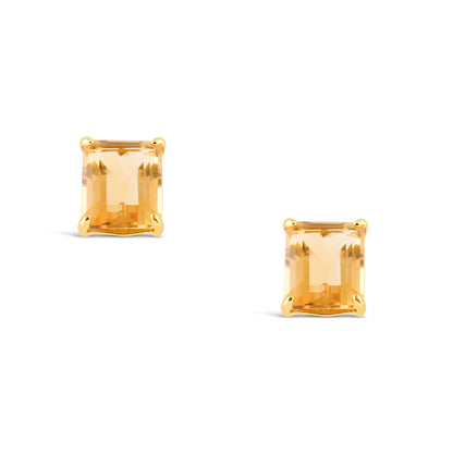 Emerald Cut Orange Topaz Stud Earrings 3ct
