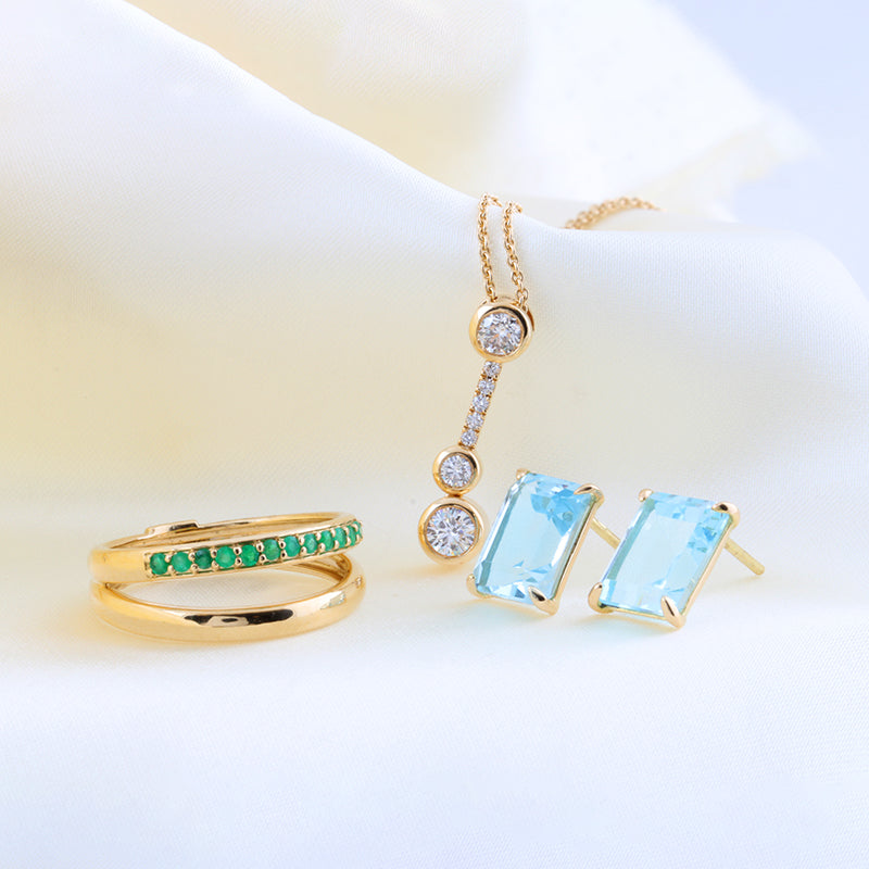 Emerald Cut Blue Topaz Stud Earrings