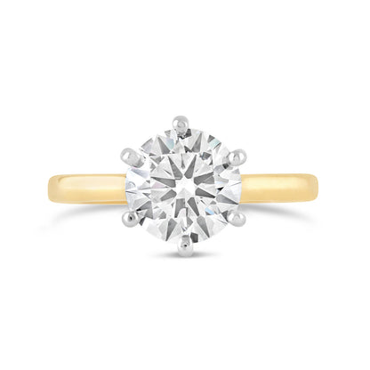 6 Claw Round Brilliant Diamond Solitaire Ring 2.07ct