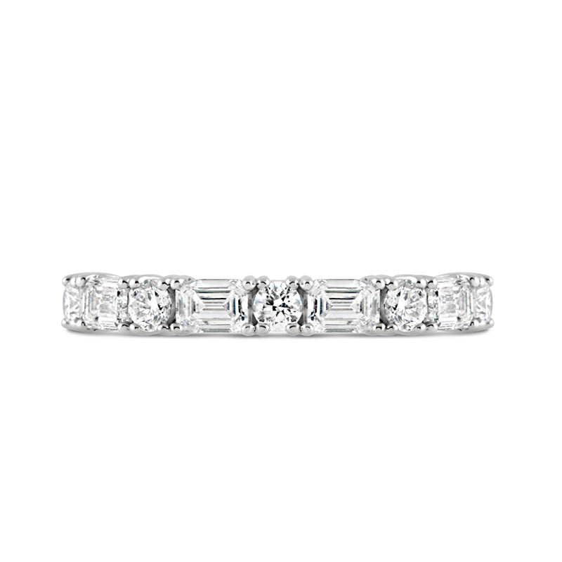 Nine Stone Emerald &amp; Round Cut Diamond Ring 1.32ct
