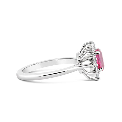 Oval Pink Sapphire &amp; Diamond Cluster Ring