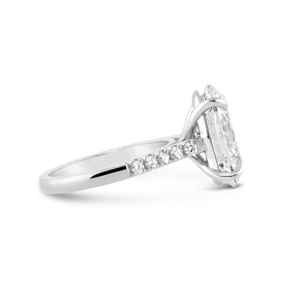 Oval Solitaire Diamond Set Shoulders Engagement Ring 5.27ct
