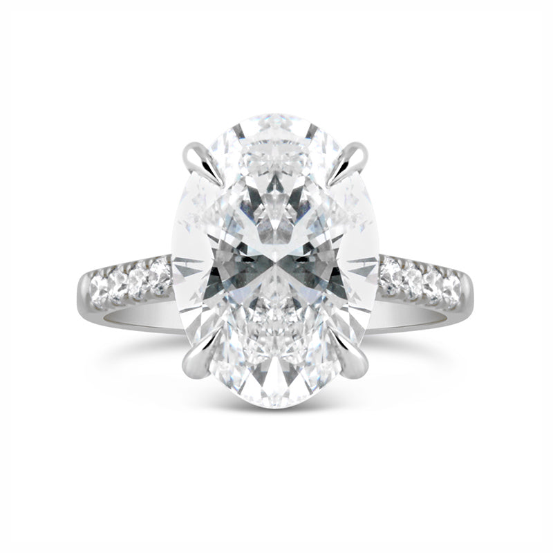 Oval Solitaire Diamond Set Shoulders Engagement Ring 5.27ct