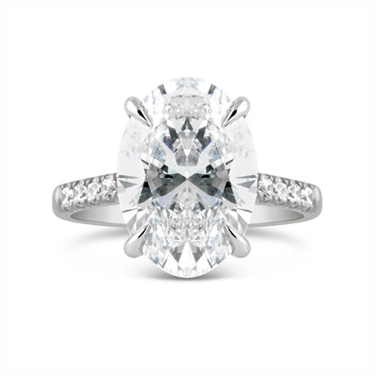 Oval Solitaire Diamond Set Shoulders Engagement Ring 5.27ct