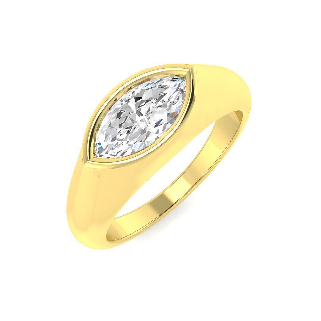 Marquise Cut Bezel Set Diamond Ring 1.02ct