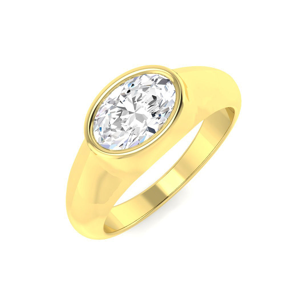 Oval Cut Bezel Set Diamond Ring 1.01ct