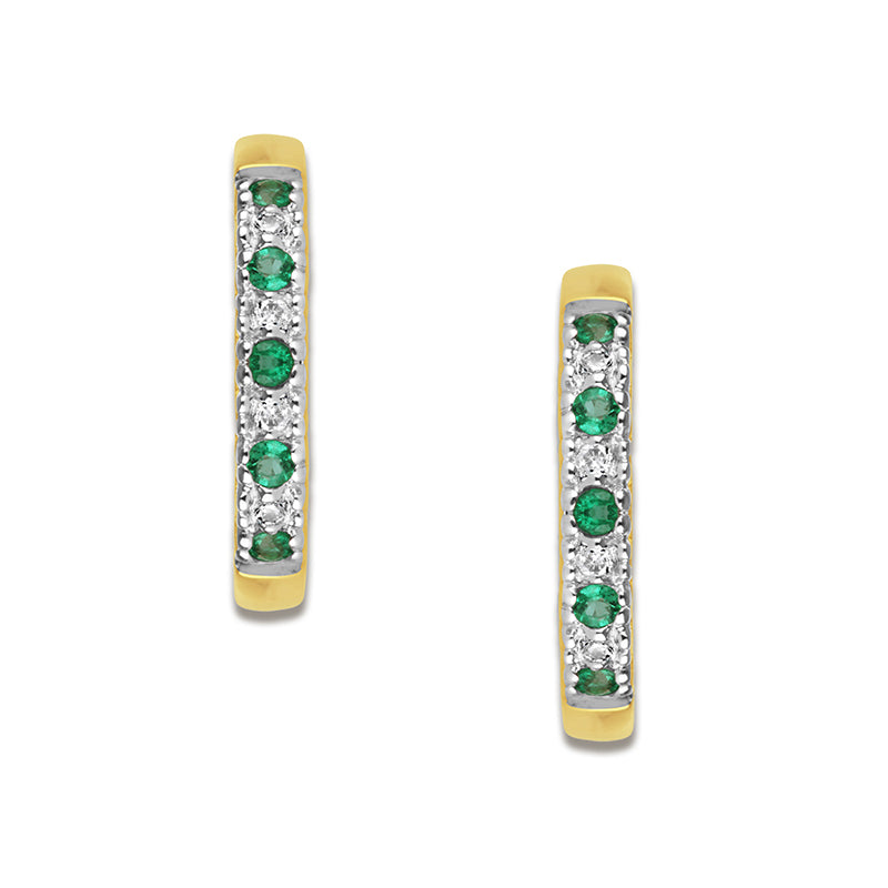 Emerald &amp; Diamond Hoop Earrings