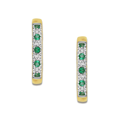Emerald &amp; Diamond Hoop Earrings