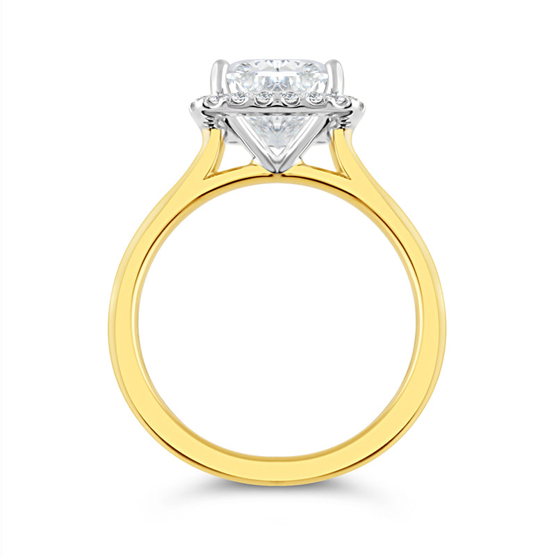 Cushion Solitaire Diamond Halo Engagment Ring 3.33ct