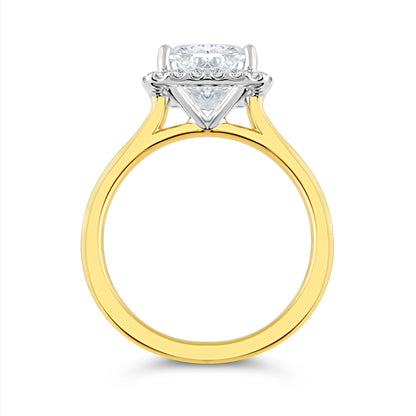 Cushion Solitaire Diamond Halo Engagment Ring 3.33ct