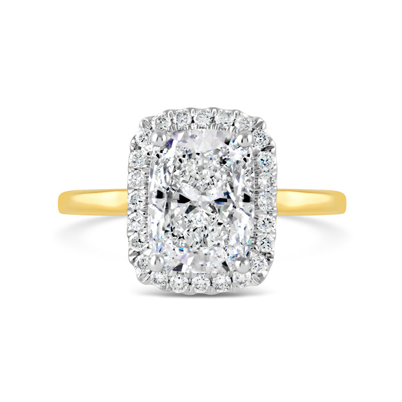Cushion Solitaire Diamond Halo Engagment Ring 3.33ct