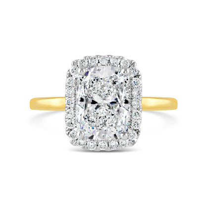 Cushion Solitaire Diamond Halo Engagment Ring 3.33ct