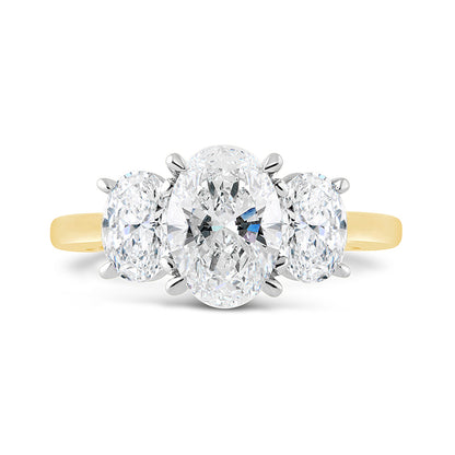 Oval Three Stone Diamond Engagement Ring 2.55ct
