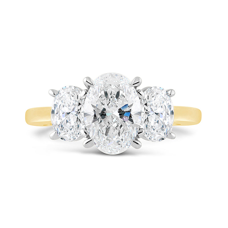 Oval Three Stone Trilogy Diamond Ring 2.55ct