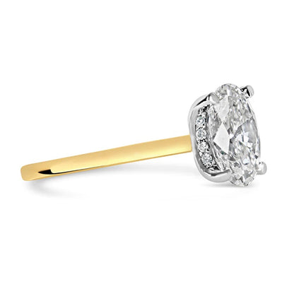 Oval Diamond Hidden Halo Solitaire Ring 4.02ct