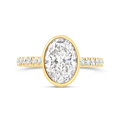 Bezel Set Oval Cut Diamond Engagement Ring 2.33ct