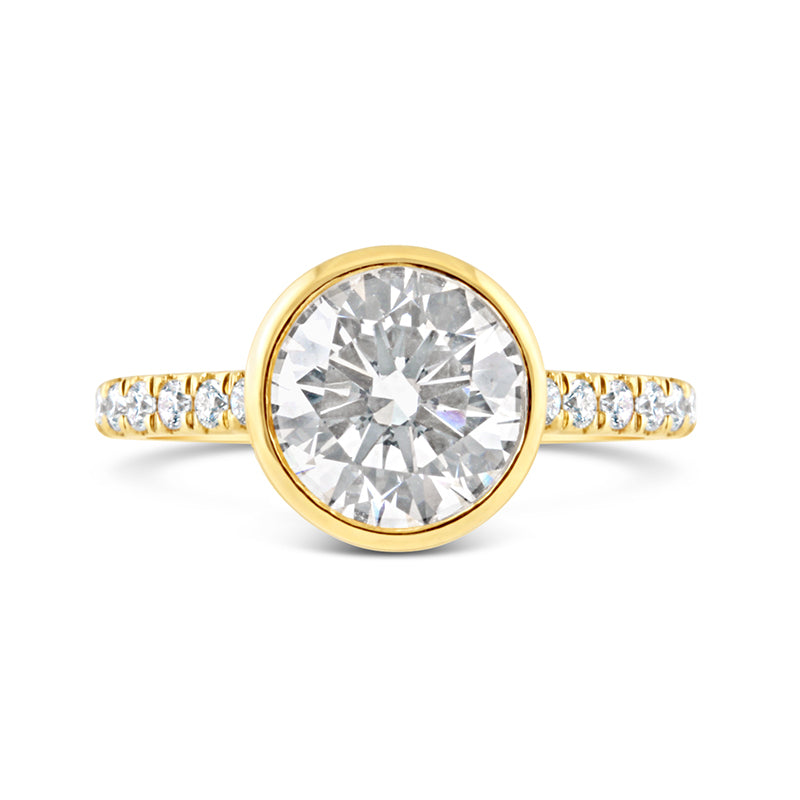 Bezel Set Round Brillianl Cut Diamond Engagement Ring 2.33ct