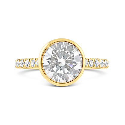 Bezel Set Round Brillianl Cut Diamond Engagement Ring 2.33ct