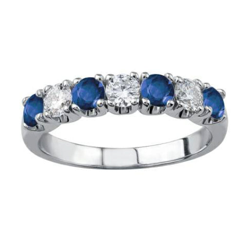 Diamond &amp; Sapphire Seven Stone Eternity Ring