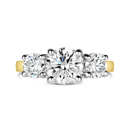 Round Brilliant Three Stone Diamond Engagement Ring 1.70ct