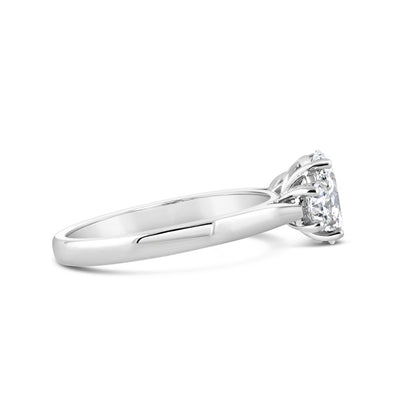 Oval &amp; Round Cut Diamond Three Stone Ring 1.60ct