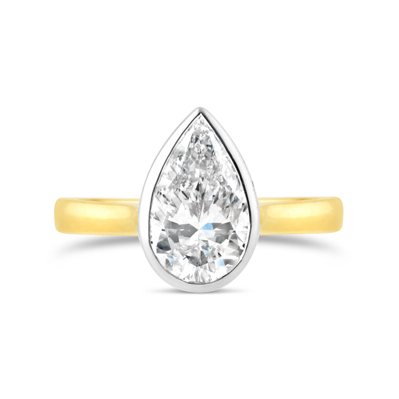 Pear Cut Bezel Set Solitaire Engagement Ring 2.00ct