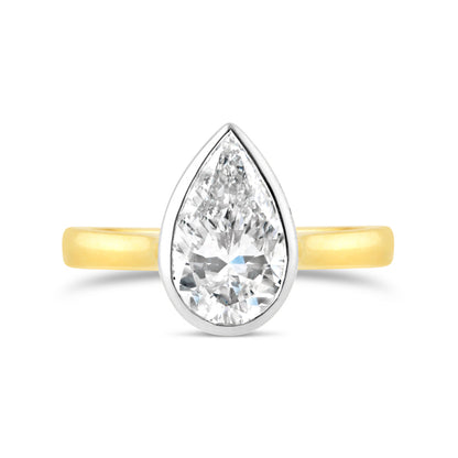 Pear Cut Bezel Set Solitaire Engagement Ring 2.00ct