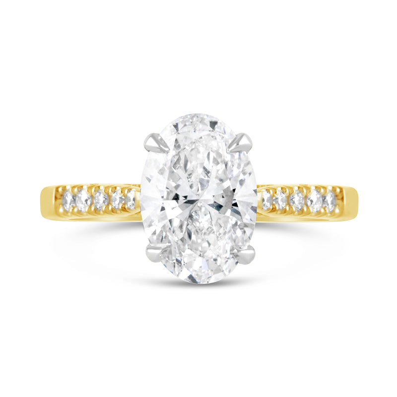 Oval Solitaire Diamond Shoulder Engagement Ring 2.16ct