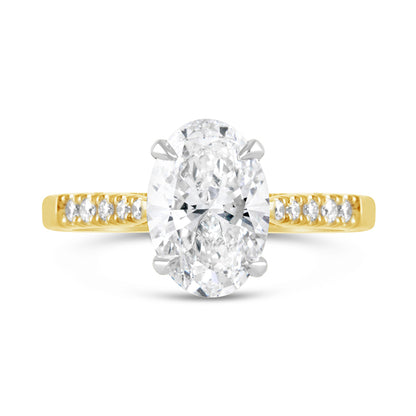 Oval Solitaire Diamond Shoulder Engagement Ring 2.16ct