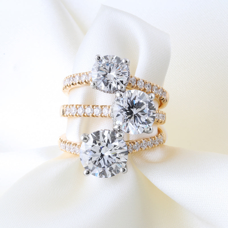 Round Brilliant Solitaire Ring with Diamond Set Shoulders &amp; Hidden Halo 2.62ct