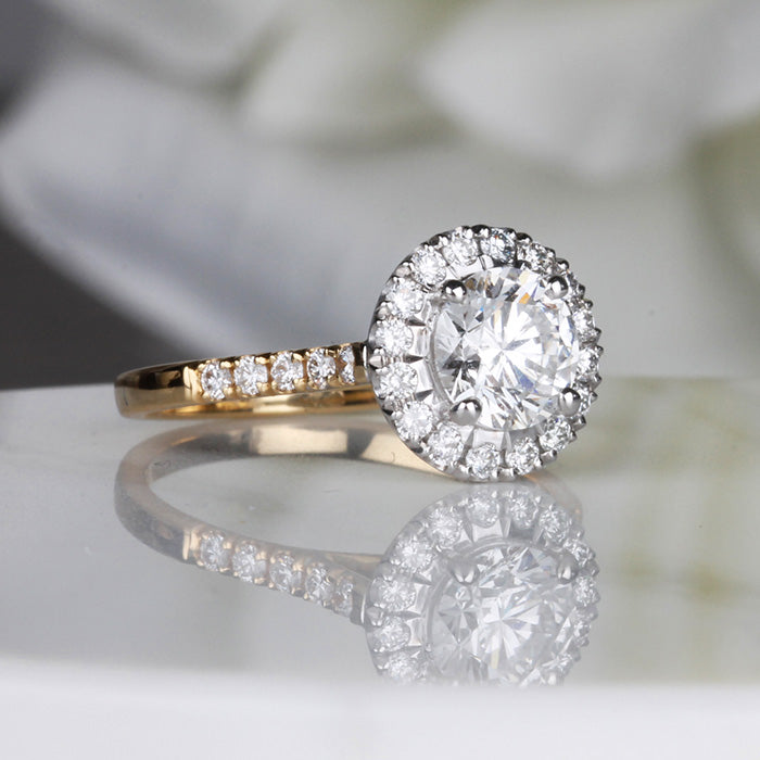 Round Brilliant Halo Engagement Ring 1.14ct