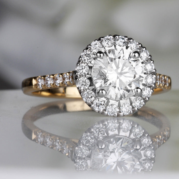 Round Brilliant Halo Engagement Ring 1.14ct