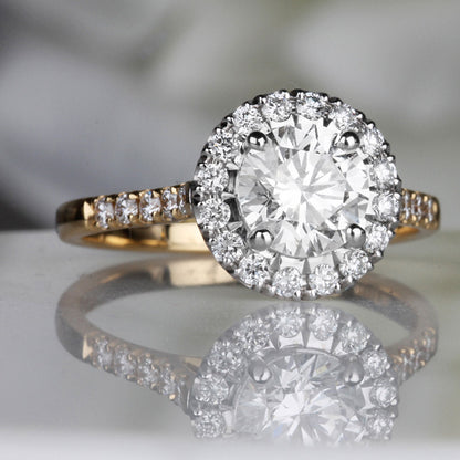 Round Brilliant Halo Engagement Ring 1.14ct