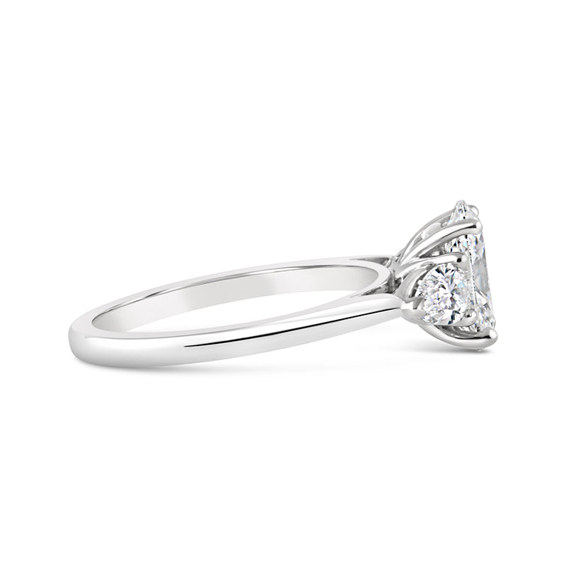 Oval &amp; Pear Cut Three Stone Trilogy Diamond Ring 1.80ct