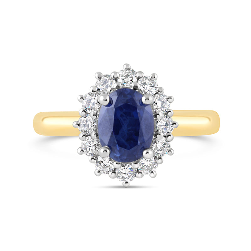 Oval Sapphire & Diamond Cluster Ring 1.95ct