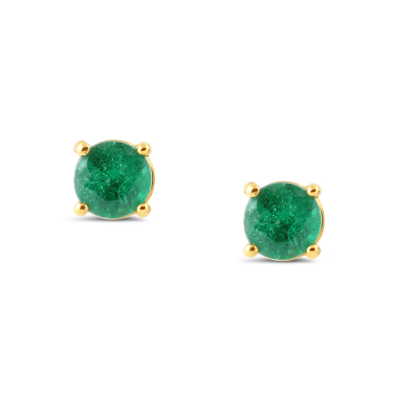 Round Emerald Stud Earrings 5 mm