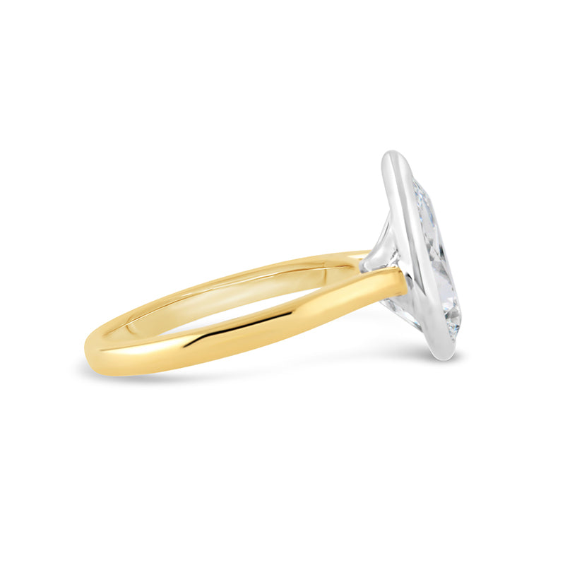 Bezel Set Pear Cut Diamond Engagement Ring 3.02ct