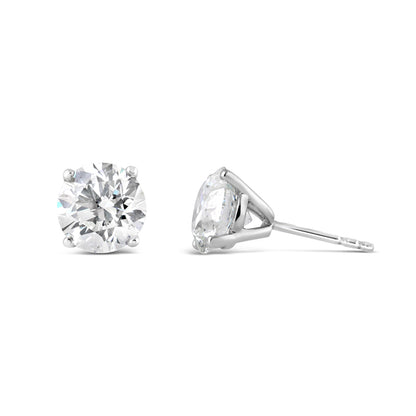 Round Brilliant Cut Diamond Solitaire Stud Earrings 8mm 4ct