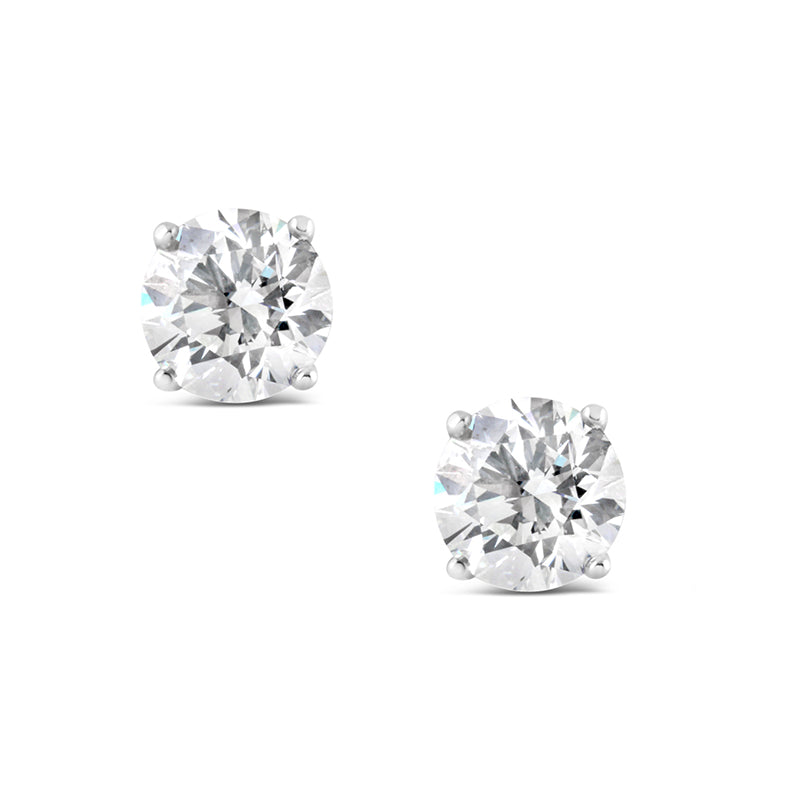 Round Brilliant Cut Diamond Solitaire Stud Earrings 8mm 4ct
