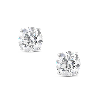 Round Brilliant Cut Diamond Solitaire Stud Earrings 8mm 4ct