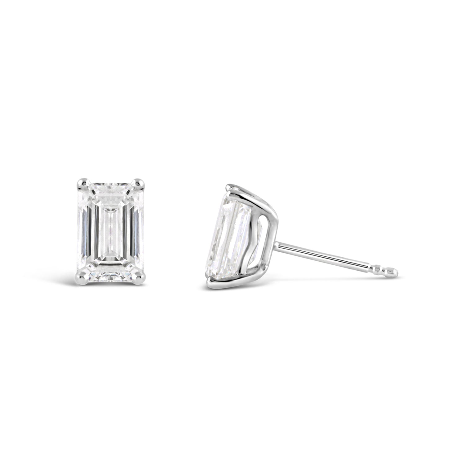 Emerald Cut Diamond Solitaire Stud Earrings 2.19ct