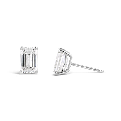 Emerald Cut Diamond Solitaire Stud Earrings 2.19ct