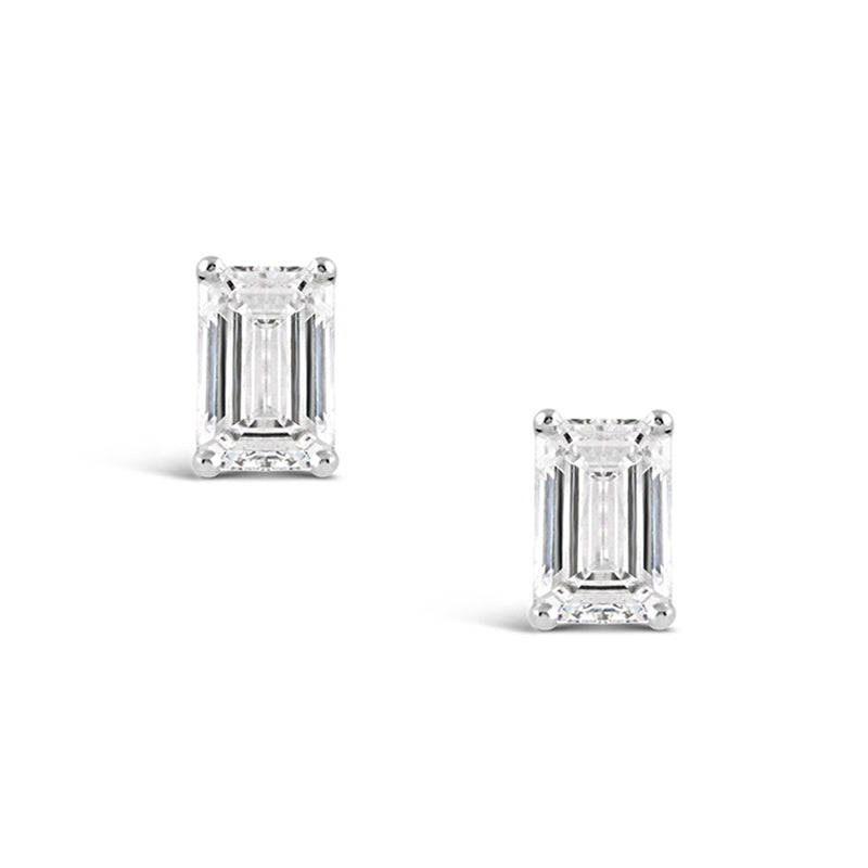 Emerald Cut Diamond Solitaire Stud Earrings 2.19ct