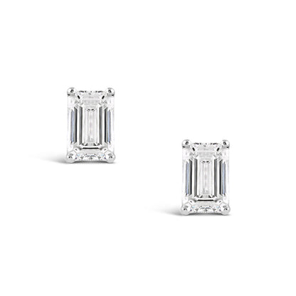 Emerald Cut Diamond Solitaire Stud Earrings 2.19ct
