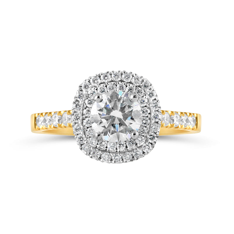 Round Brilliant Cut Double Halo Engagement Ring 1.13ct