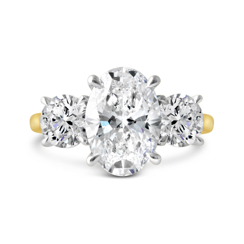 Oval &amp; Round Brilliant Three Stone Diamond Engagement Ring 2.40ct